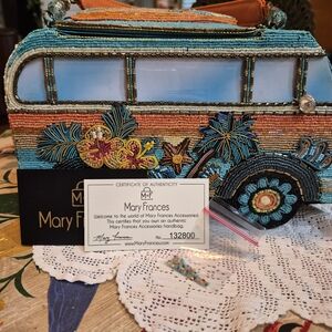 Mary Frances Colorful Beaded Bus Catch A Wave Handbag